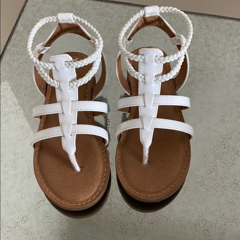 White patent leather sandals